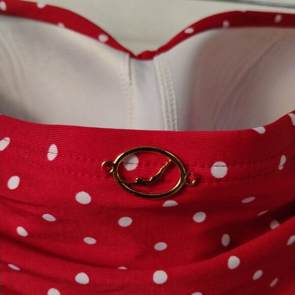 Red Polka Dot Women's Swim Dress - Picture 9 of 12